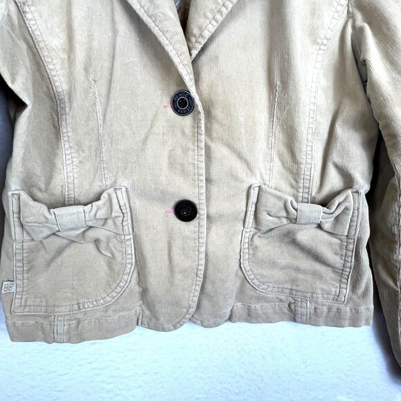 Plugg Womens Beige Corduroy Blazer Jacket With Bow Pockets Size L - Picture 7 of 14